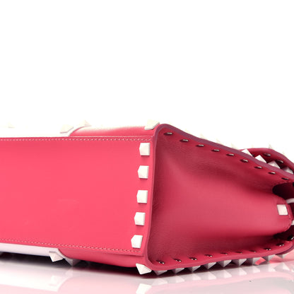 Valentino Garavani Vitello Colorblock Small Free Rockstud Single Handle Flap Bag Shadow Pink Optic White 10 of 10