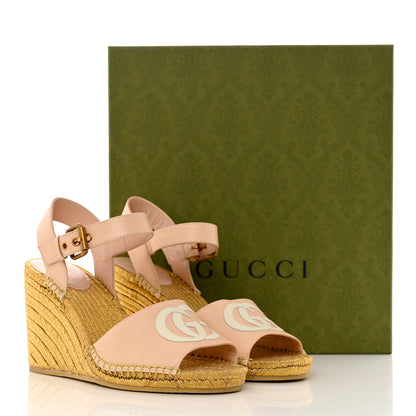 Gucci Malaga Kid Lifford Calfskin GG Espadrille Wedge Sandals 39 Skin Rose Dusty White 10 of 10
