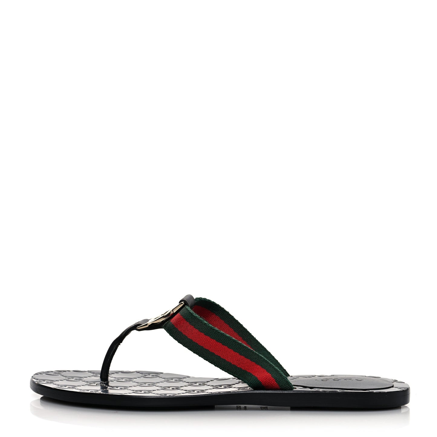 Nylon Guccissima Web Womens Thong Sandals 36.5 Green Red Black