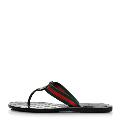 Gucci Nylon Guccissima Web Womens Thong Sandals 36.5 Green Red Black 1 of 8