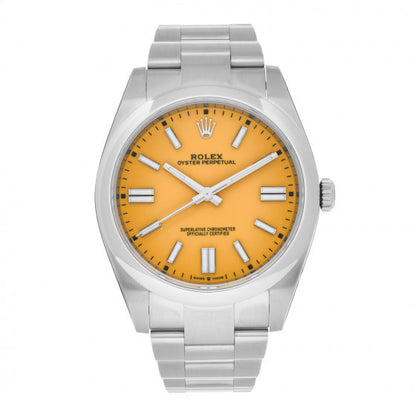 Rolex Stainless Steel 41mm Oyster Perpetual Watch Yellow 124300 1 of 5