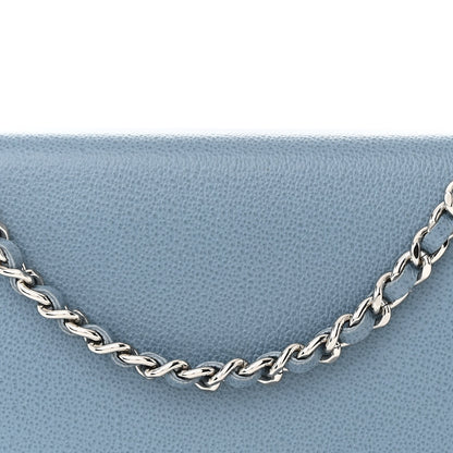 Chanel Grained Calfskin Quilted CC Box Wallet On Chain WOC Blue 9 of 14