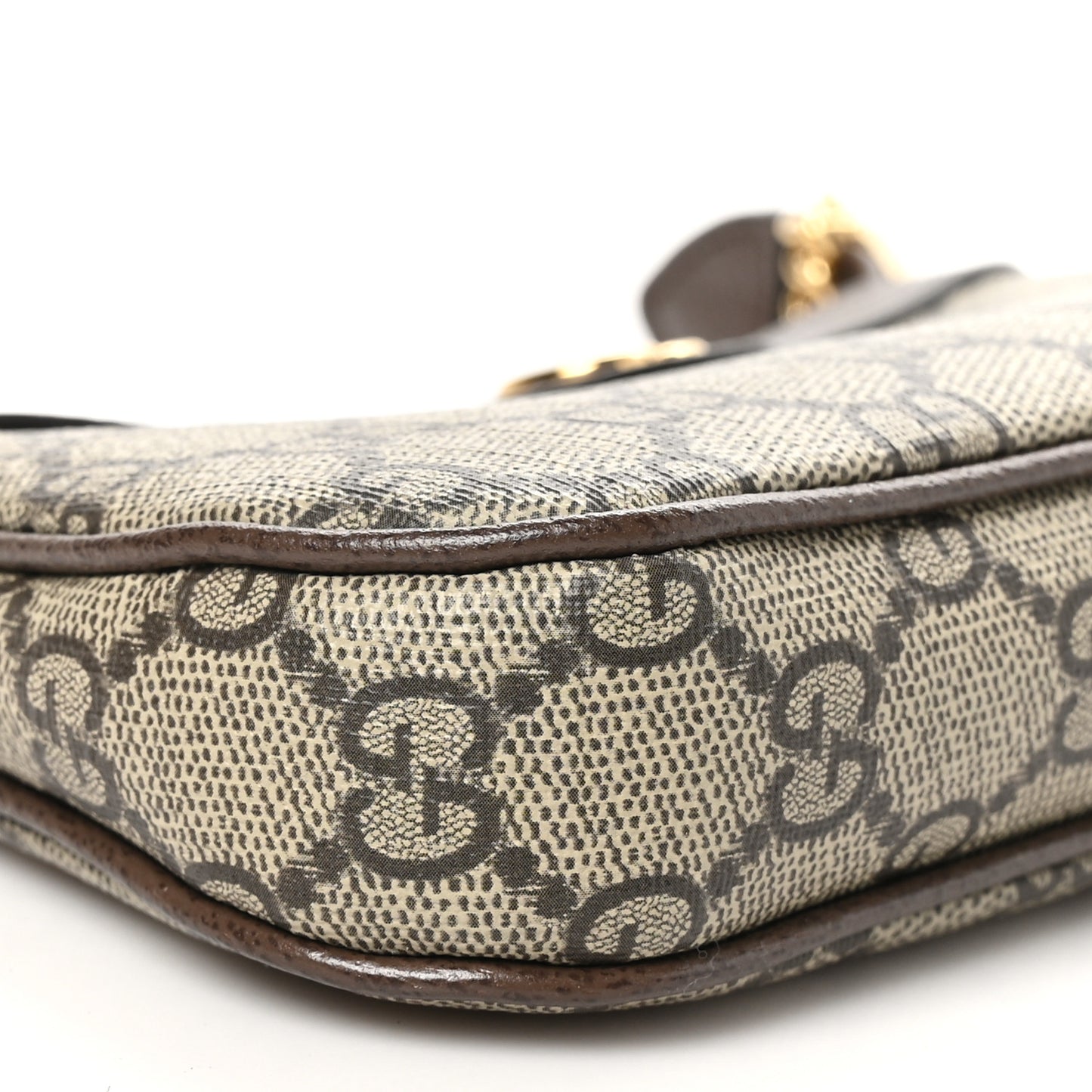 GG Supreme Monogram Textured Dollar Calfskin Mini Ophidia Chain Bag Beige Ebony
