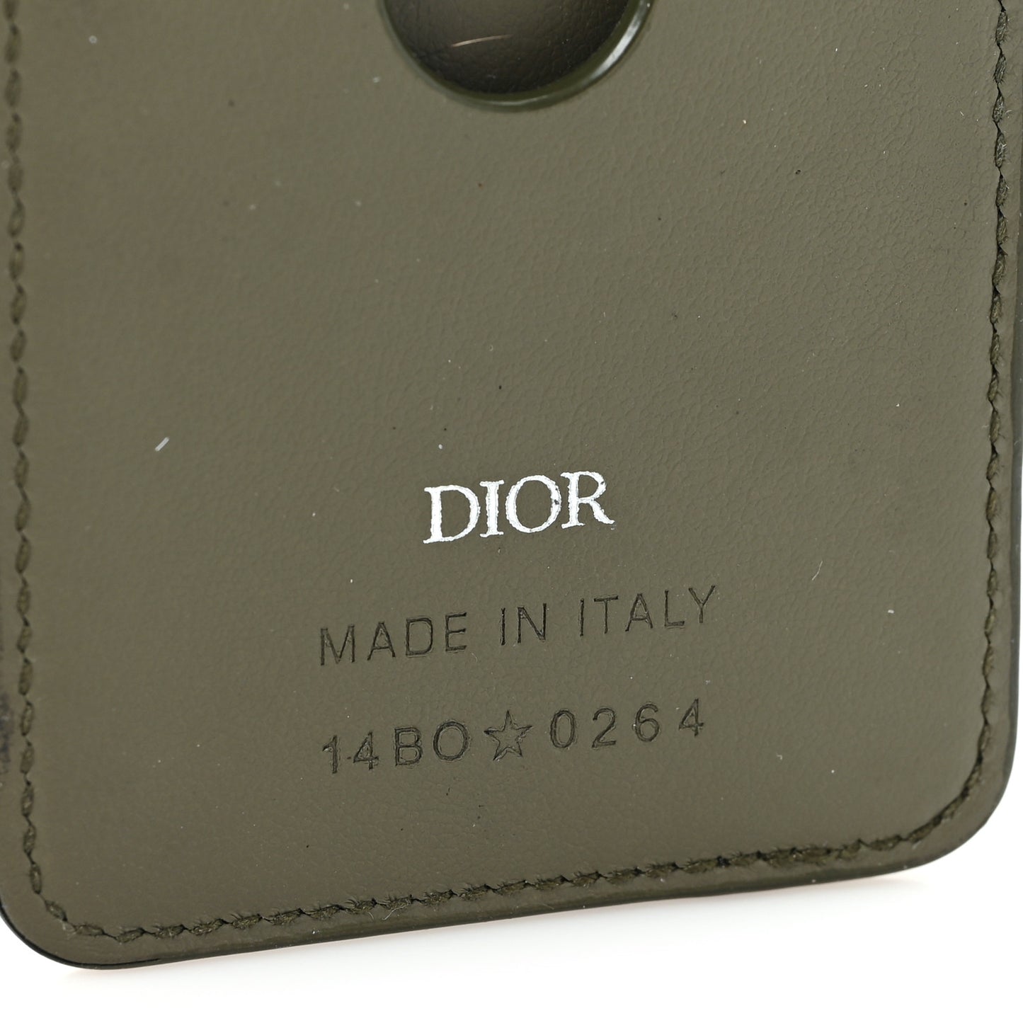 Grained Calfskin Embossed Dior Gravity Magnetic Saddle Card Holder Kaki