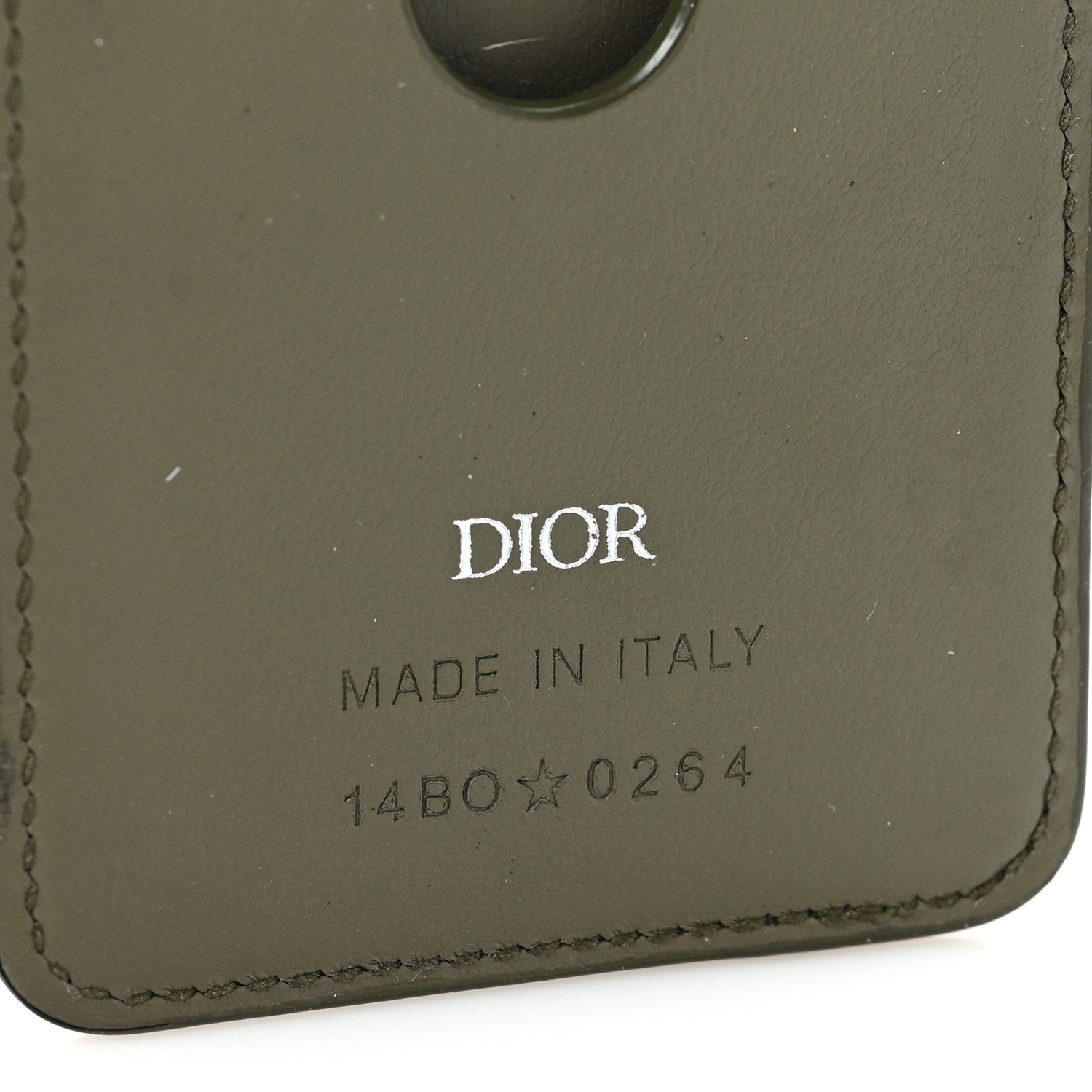 Christian Dior Grained Calfskin Embossed Dior Gravity Magnetic Saddle Card Holder Kaki 5 of 5