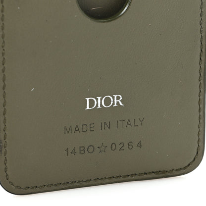 Christian Dior Grained Calfskin Embossed Dior Gravity Magnetic Saddle Card Holder Kaki 5 of 5