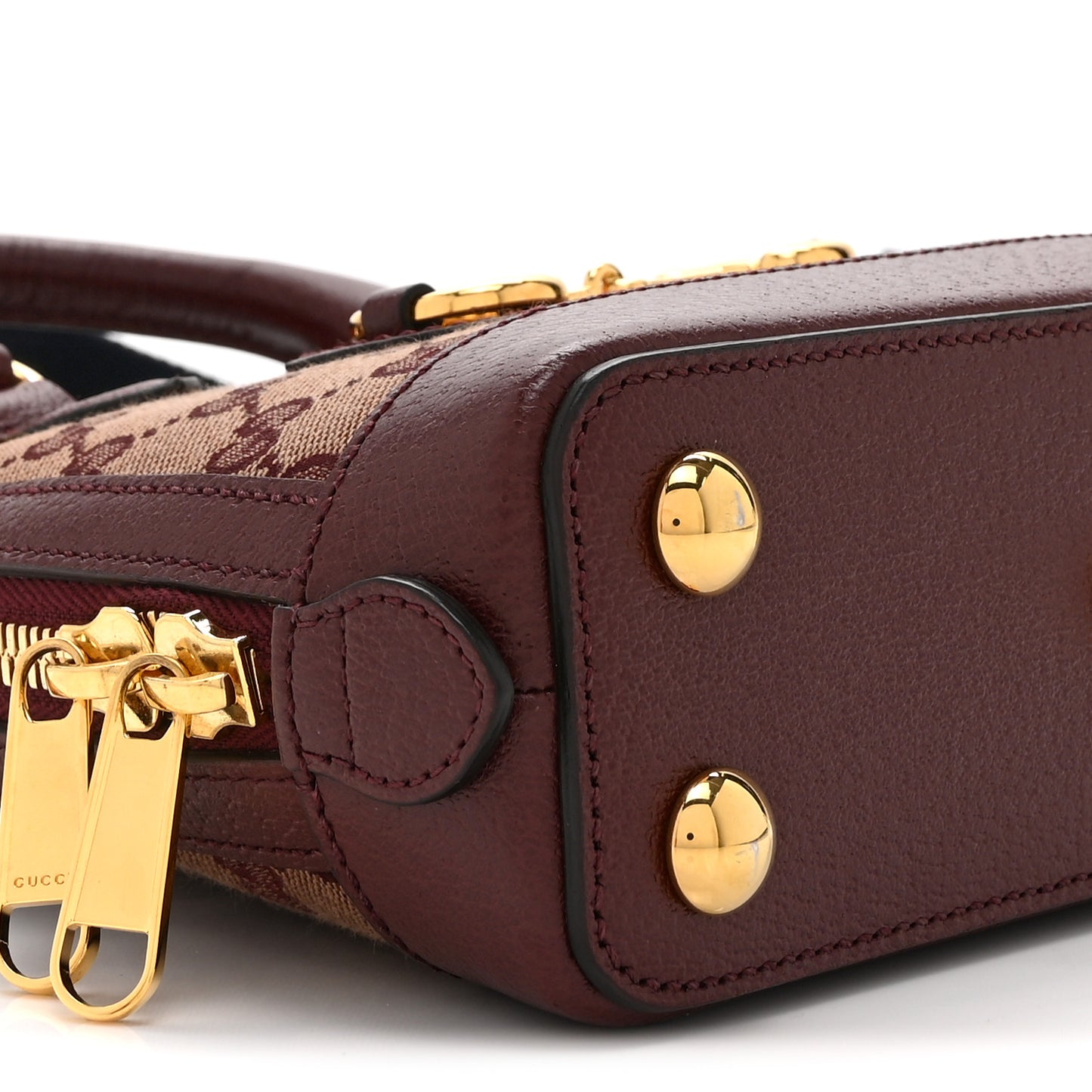 Monogram Textured Dollar Calfskin Mini Horsebit 1955 Top Handle Bag Sahara Rubino Chardonnay