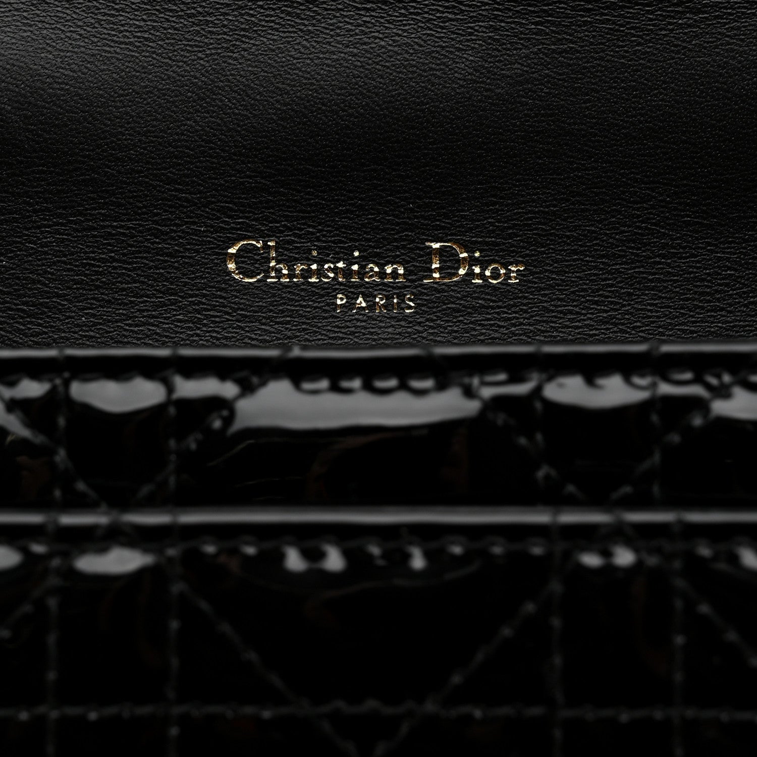 Christian Dior Patent Cannage Lady Dior Chain Pouch Black 6 of 9
