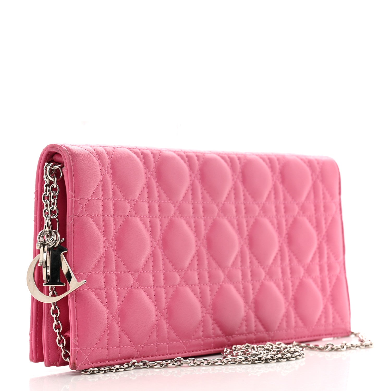 Christian Dior Lambskin Cannage Lady Dior Convertible Clutch Fuchsia 3 of 10