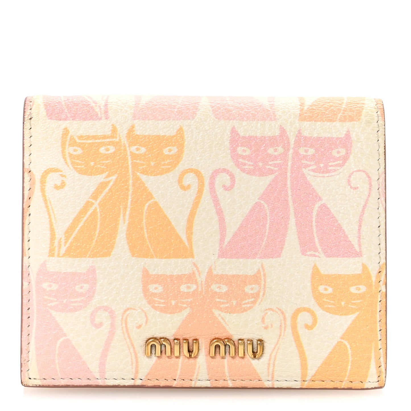 Goatskin Madras Cats Wallet White Multicolor