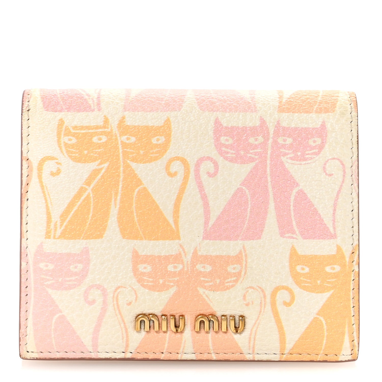 Miu Miu Goatskin Madras Cats Wallet White Multicolor 1 of 7