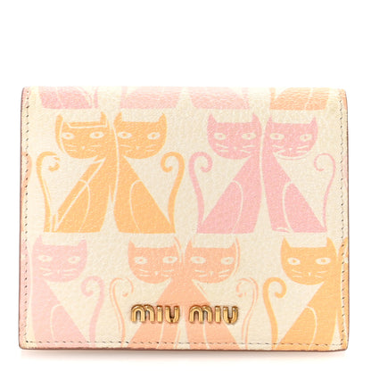 Miu Miu Goatskin Madras Cats Wallet White Multicolor 1 of 7