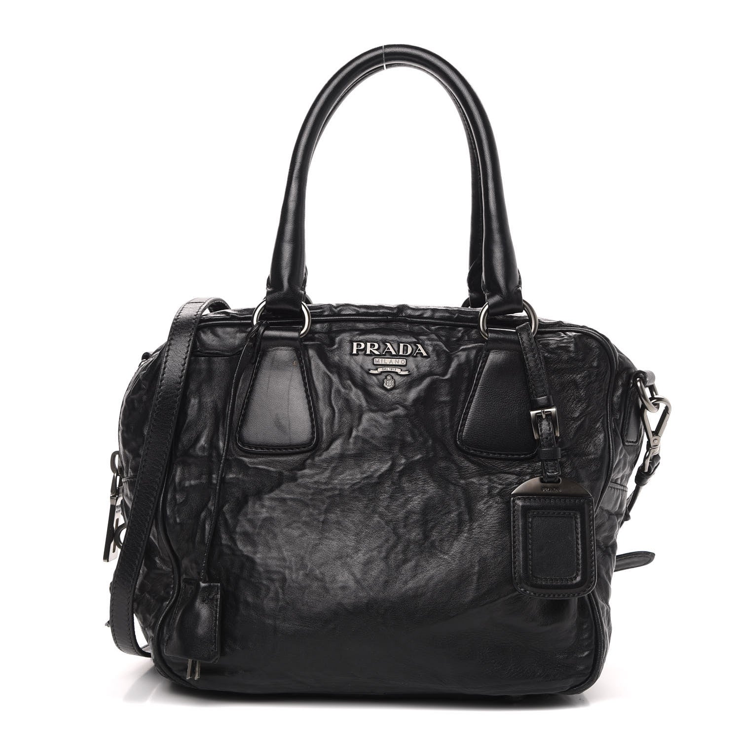 Prada Nappa Antique Shoulder Bag Black 1 of 12