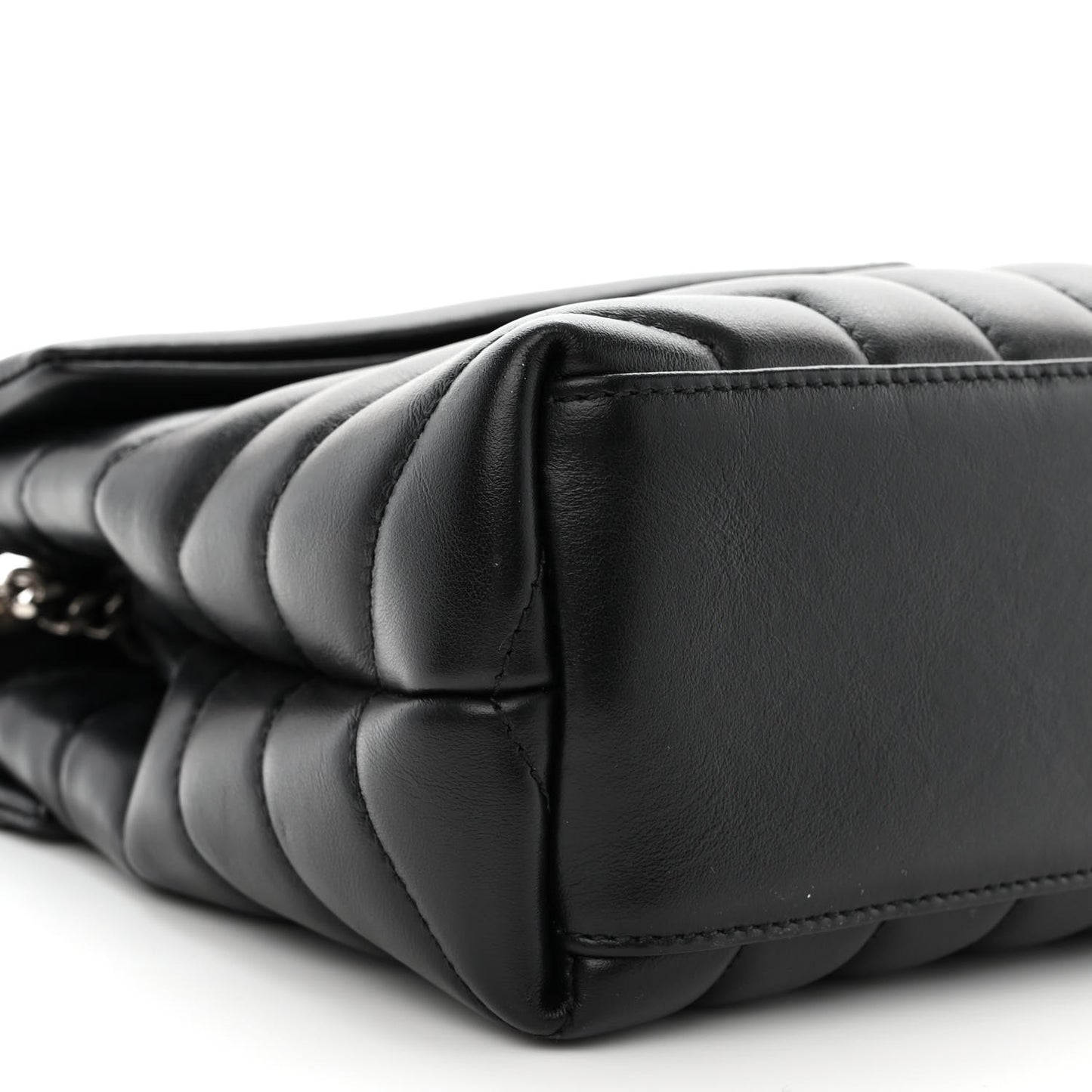 Calfskin Y Quilted Monogram Small Loulou Chain Satchel Black