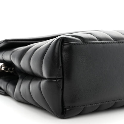 Saint Laurent Calfskin Y Quilted Monogram Small Loulou Chain Satchel Black 9 of 12