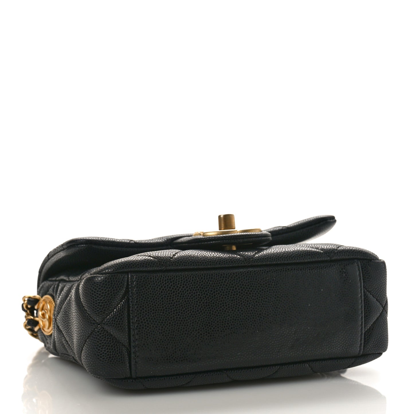 Caviar Quilted Mini Twist Your Buttons Flap Black