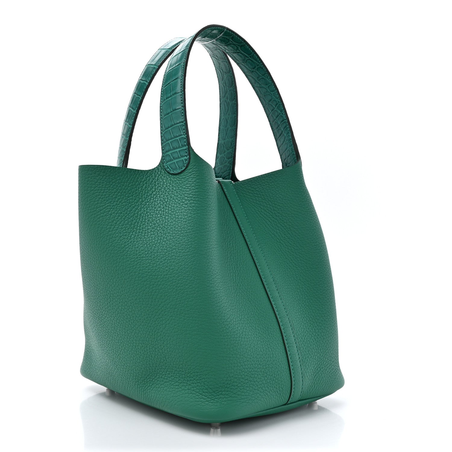 Hermes Taurillon Clemence Matte Alligator Picotin Lock Touch 22 MM Vert Vertigo 3 of 11