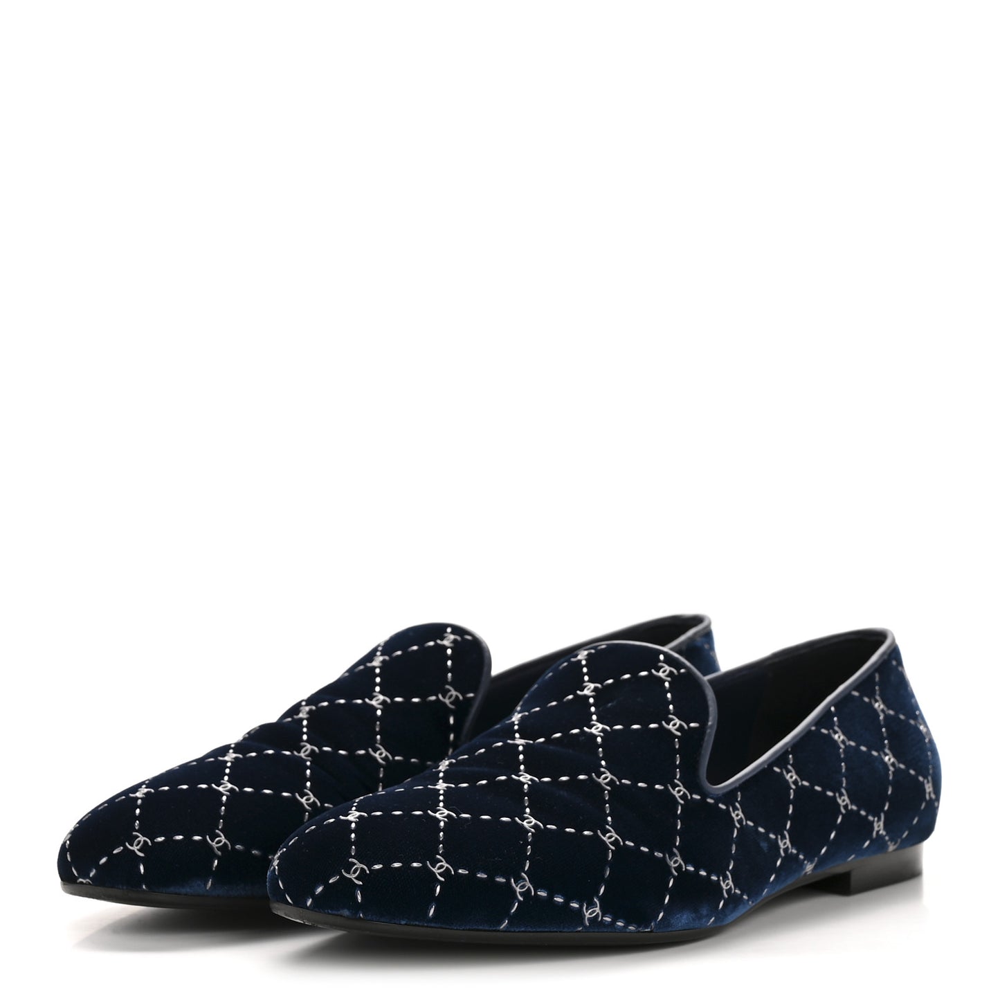 Velvet Moccasin Loafers 40 Blue