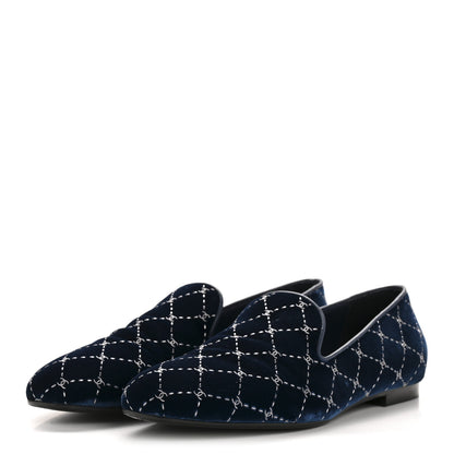 Chanel Velvet Moccasin Loafers 40 Blue 4 of 11