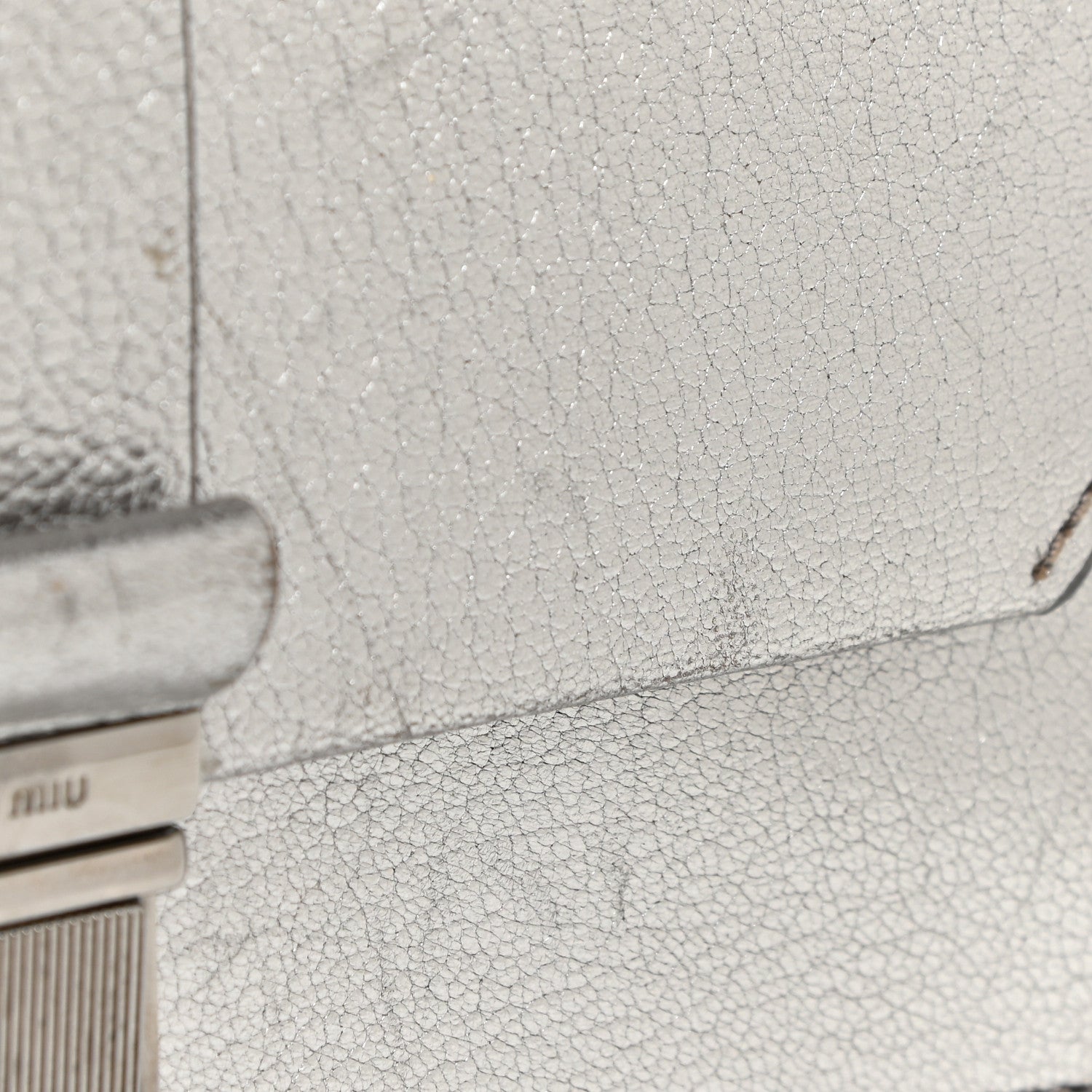 Miu Miu Metallic Goatskin Bandoliera Madras Shoulder Bag Chrome 17 of 19