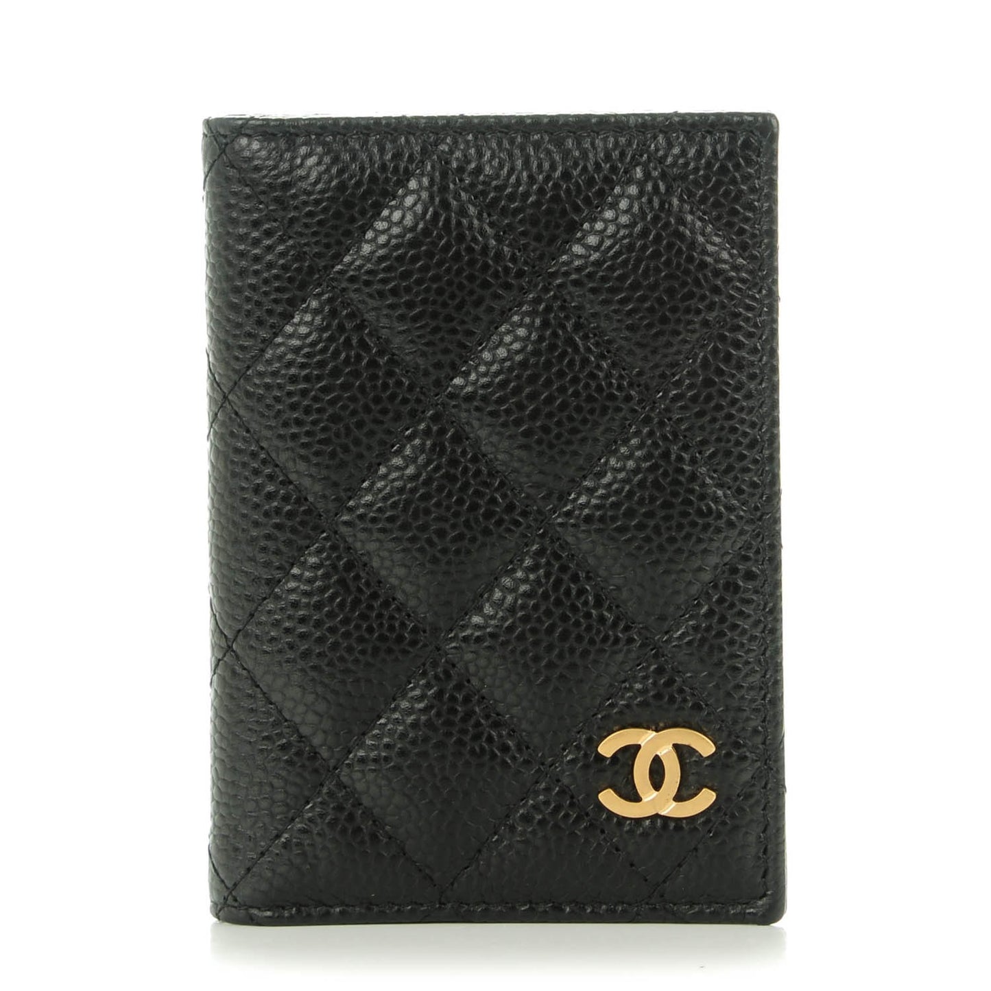 Caviar Quilted Card Holder Wallet Black