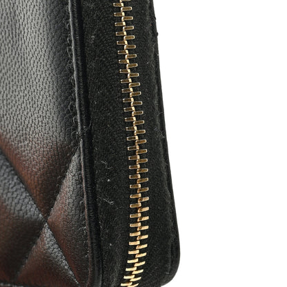 Chanel Goatskin Quilted Chanel 19 Zip Around Coin Purse Wallet Black 8 of 8