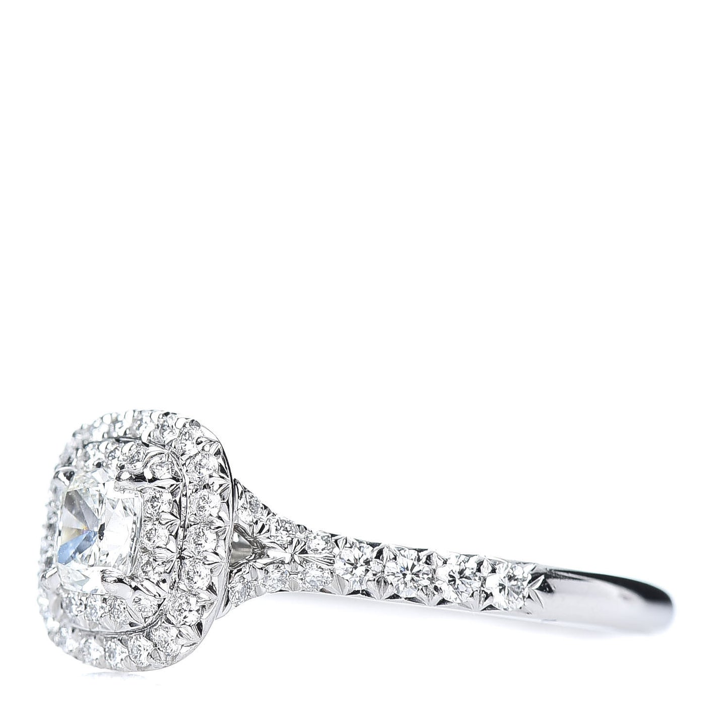 Platinum Diamond .30ct Soleste Cushion Cut Double Halo Engagement Ring 51 5.75