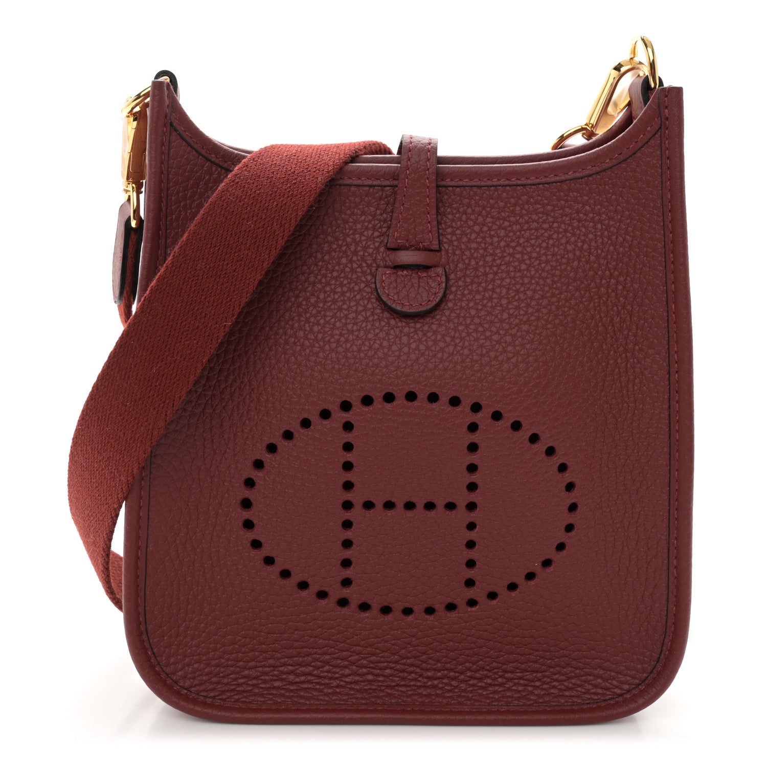 Hermes Taurillon Clemence Amazone Evelyne TPM Rouge H 1 of 11