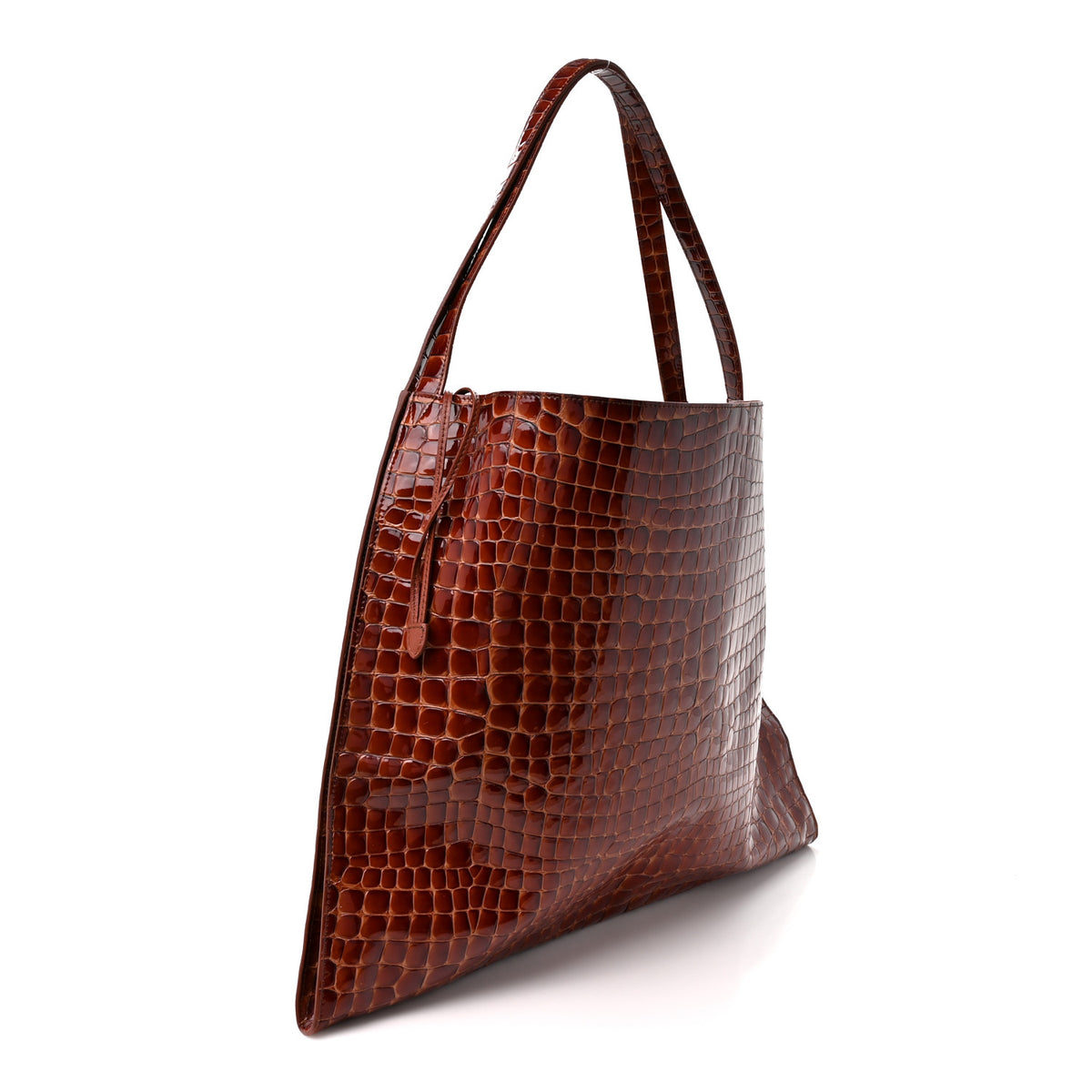 Patent Calfskin Crocodile Embossed Le 54 Tote Acajou