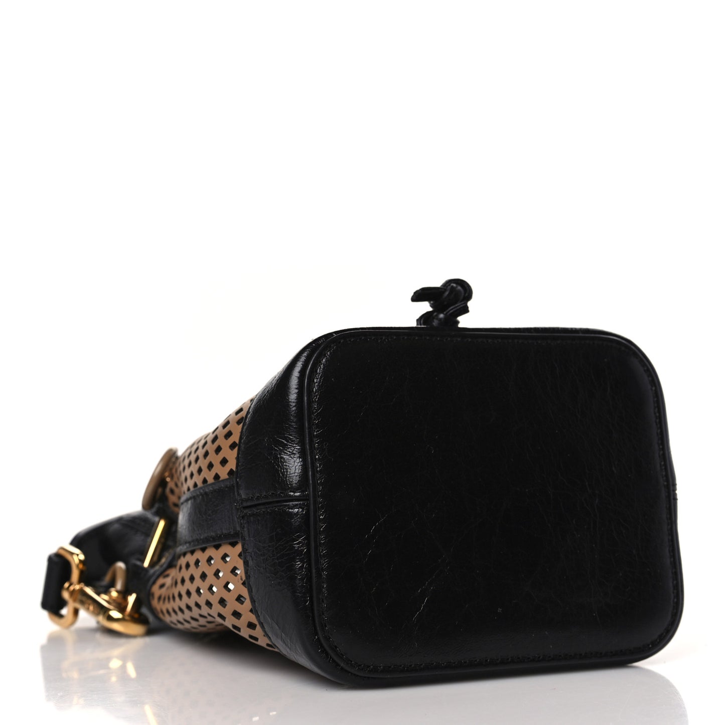 Vitello Liberty Glossy Lambskin F is Fendi Perforated Mini Mon Tresor Bucket Bag Sand Mimosa Black