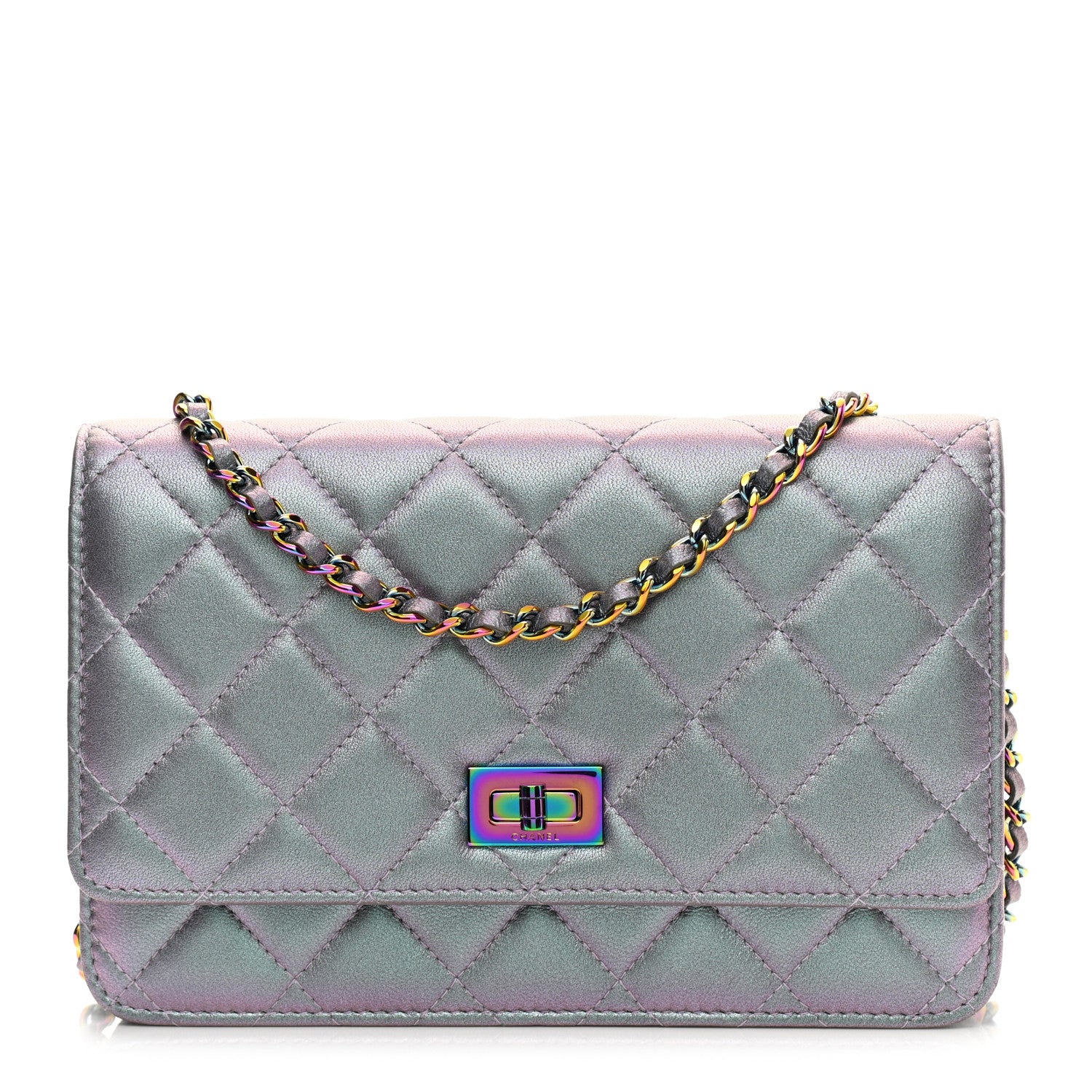 Chanel Iridescent Lambskin Quilted Reissue Wallet On Chain WOC Light Purple 1 of 12
