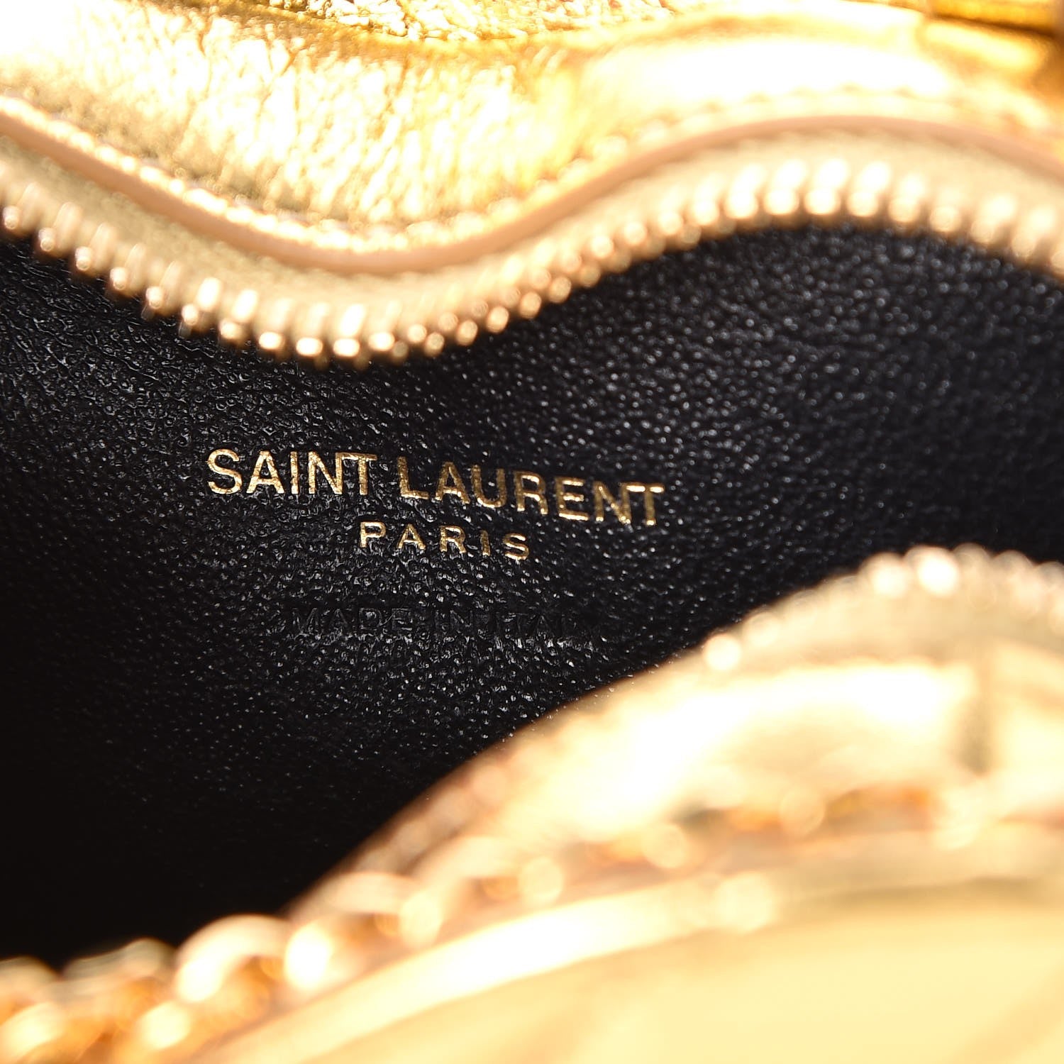 Saint Laurent Metallic Calfskin Matelasse Chevron Monogram Small Love Heart Chain Bag Gold 7 of 9