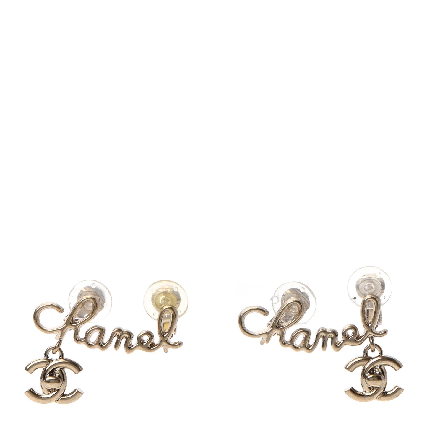 Metal CC Turnlock Climber Clip On Earrings Gold