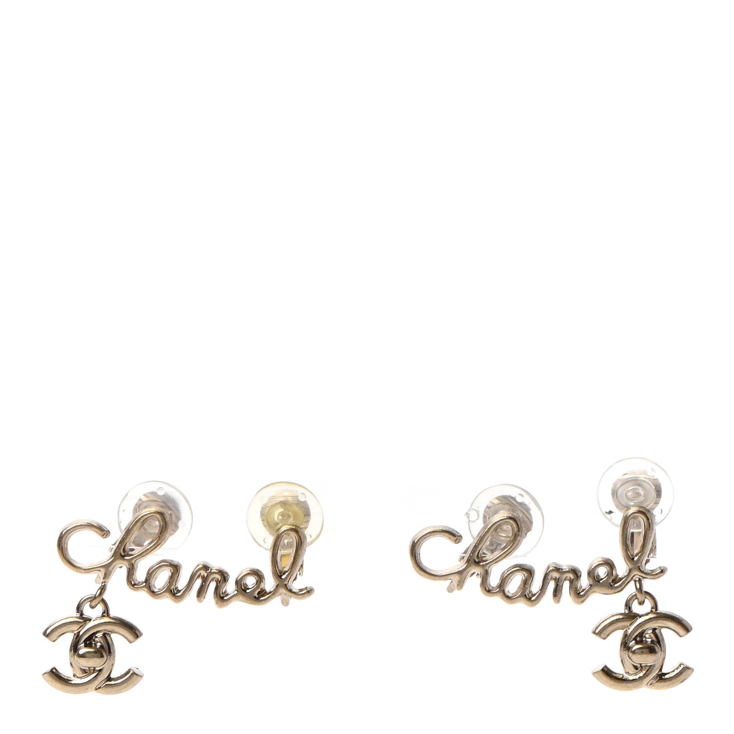 Chanel Metal CC Turnlock Climber Clip On Earrings Gold 1 of 4