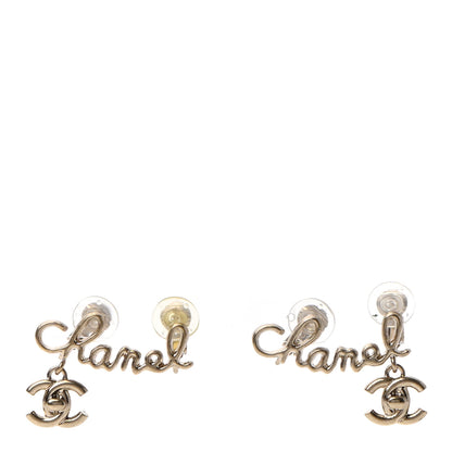 Chanel Metal CC Turnlock Climber Clip On Earrings Gold 1 of 4