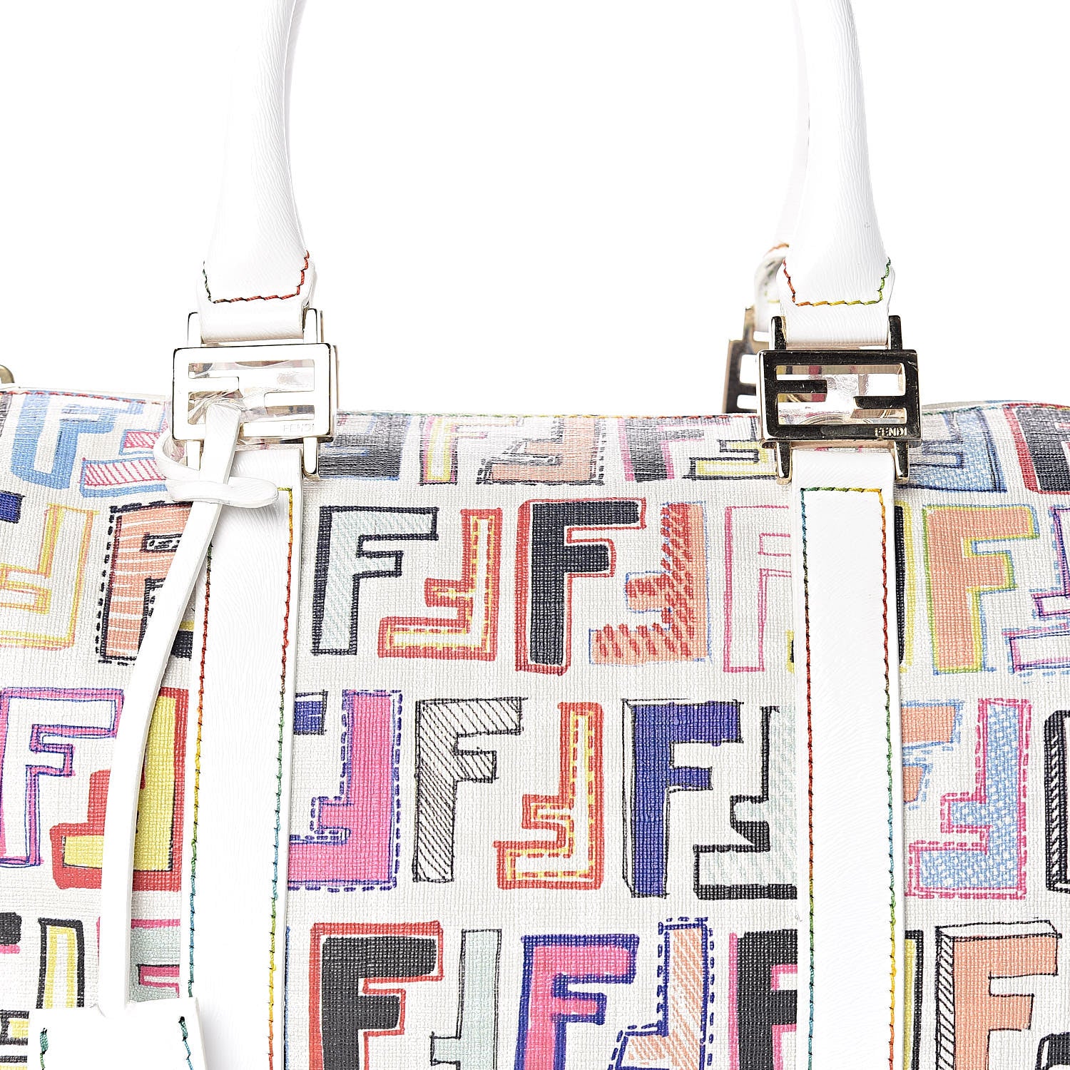 Fendi Zucca Spalmati Vitello FF Multicolor Forever Boston Multicolor White 11 of 11