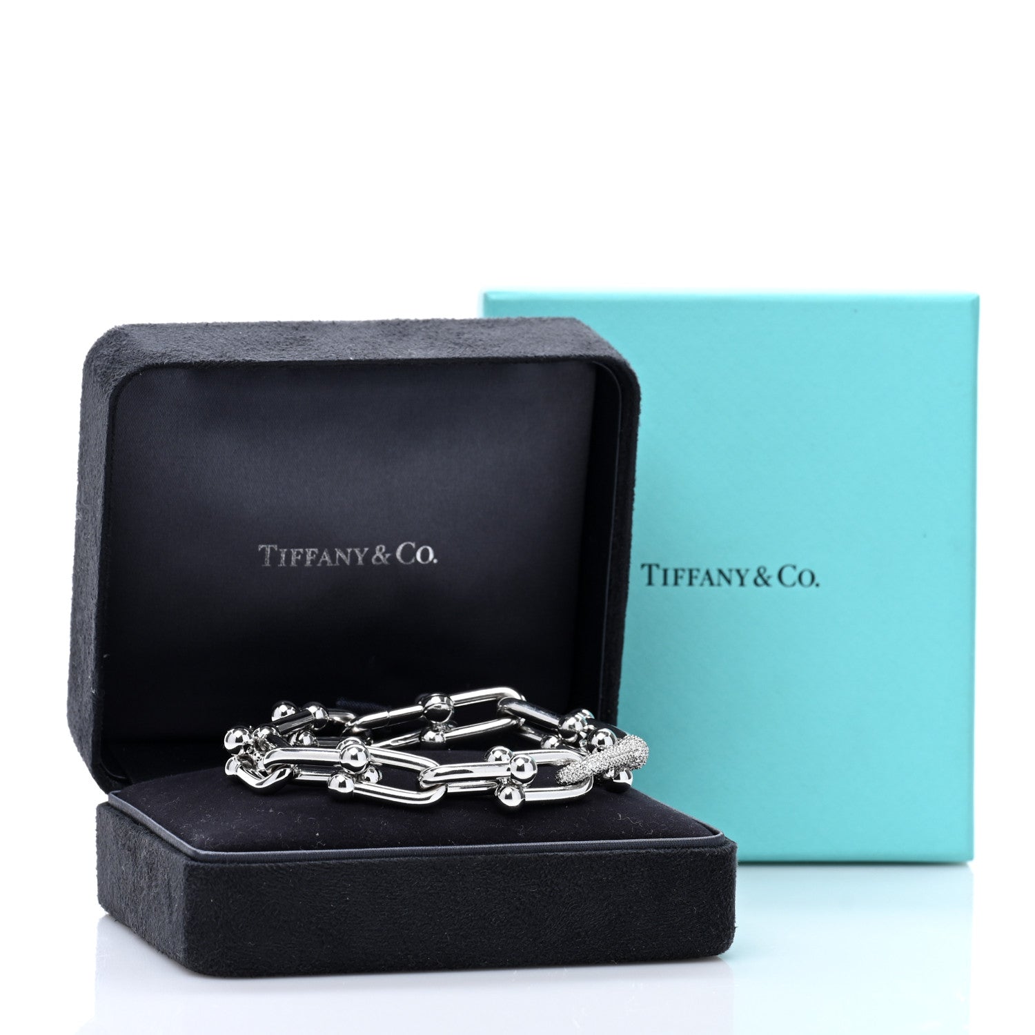 Tiffany 18K White Gold Diamond Large HardWear Link Bracelet 4 of 4