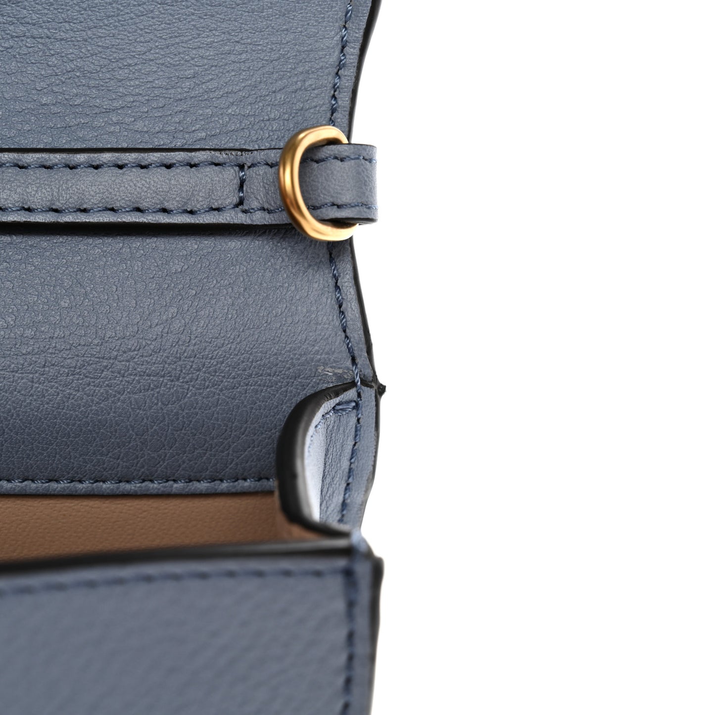Calfskin Small Nile Bracelet Minaudiere Bag Washed Blue