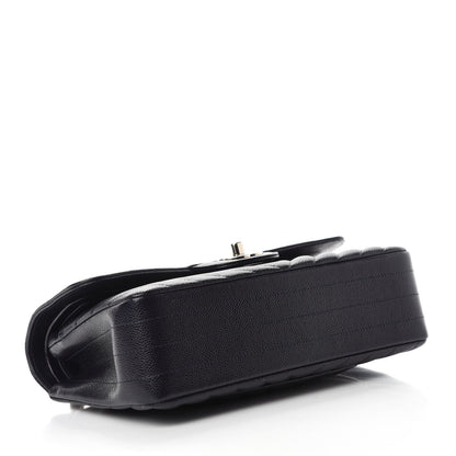 Chanel Caviar Chevron Quilted Small Double Flap Navy Blue 4 of 11