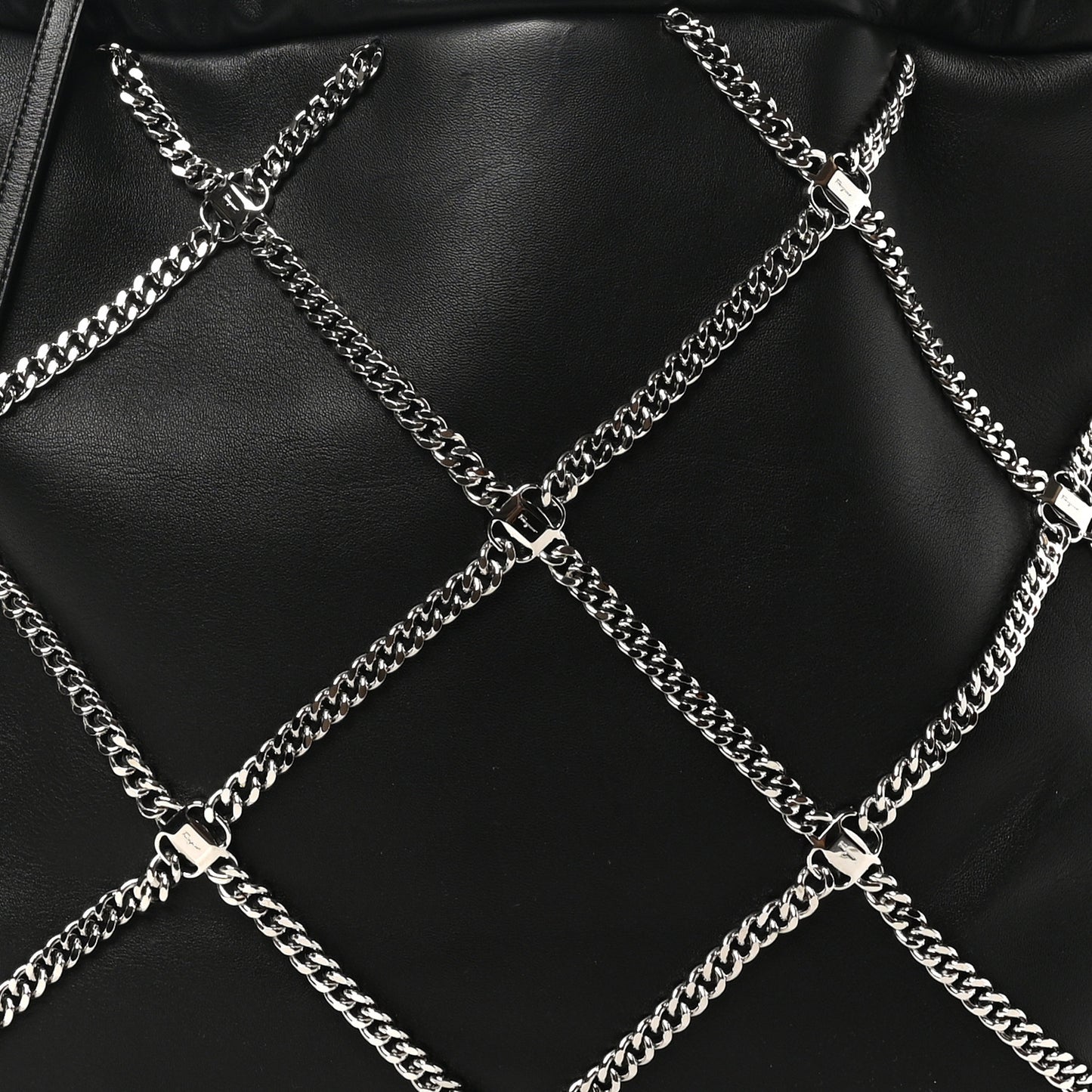 Nappa Chain Drawstring Shoulder Bag Black