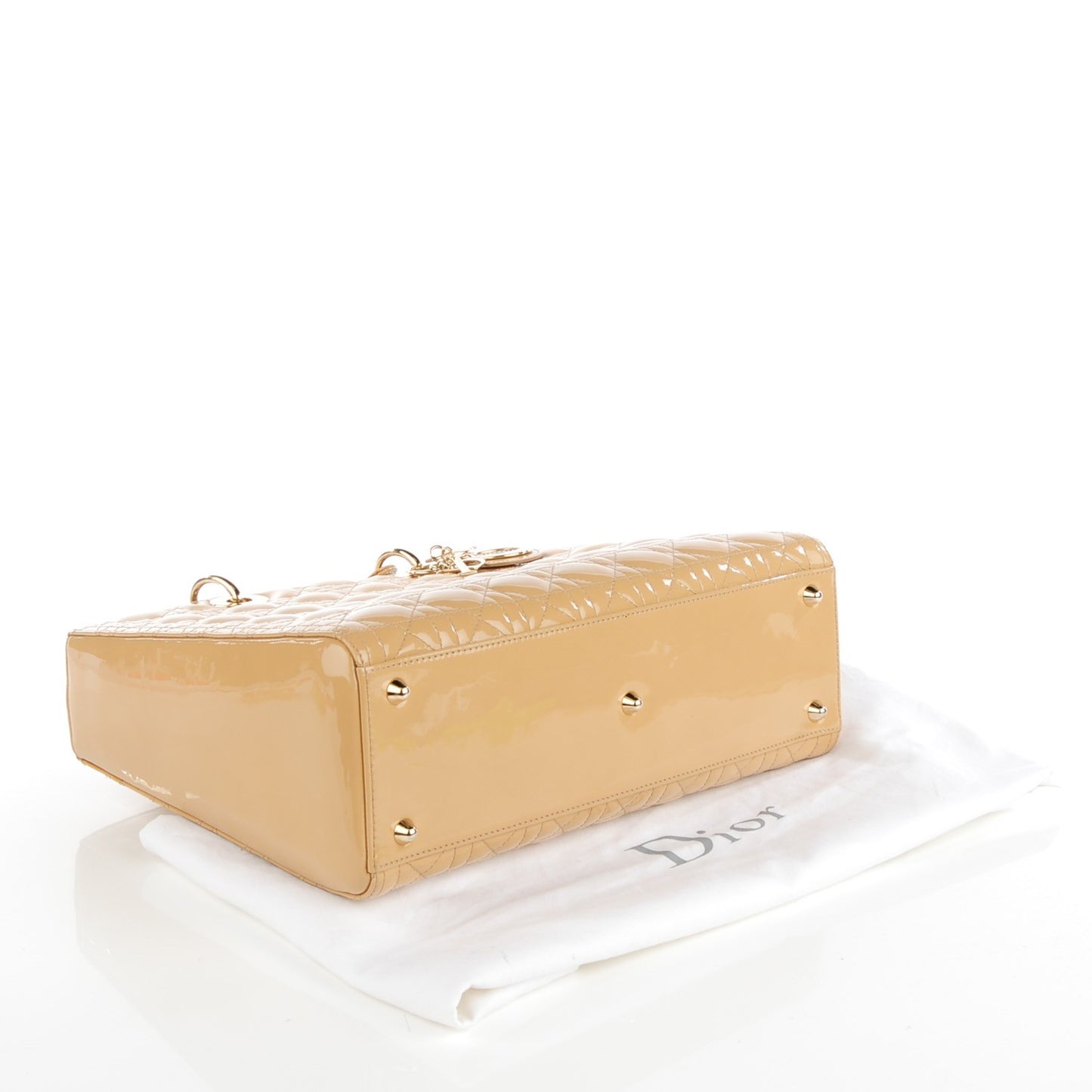 Patent Cannage Large Lady Dior Beige