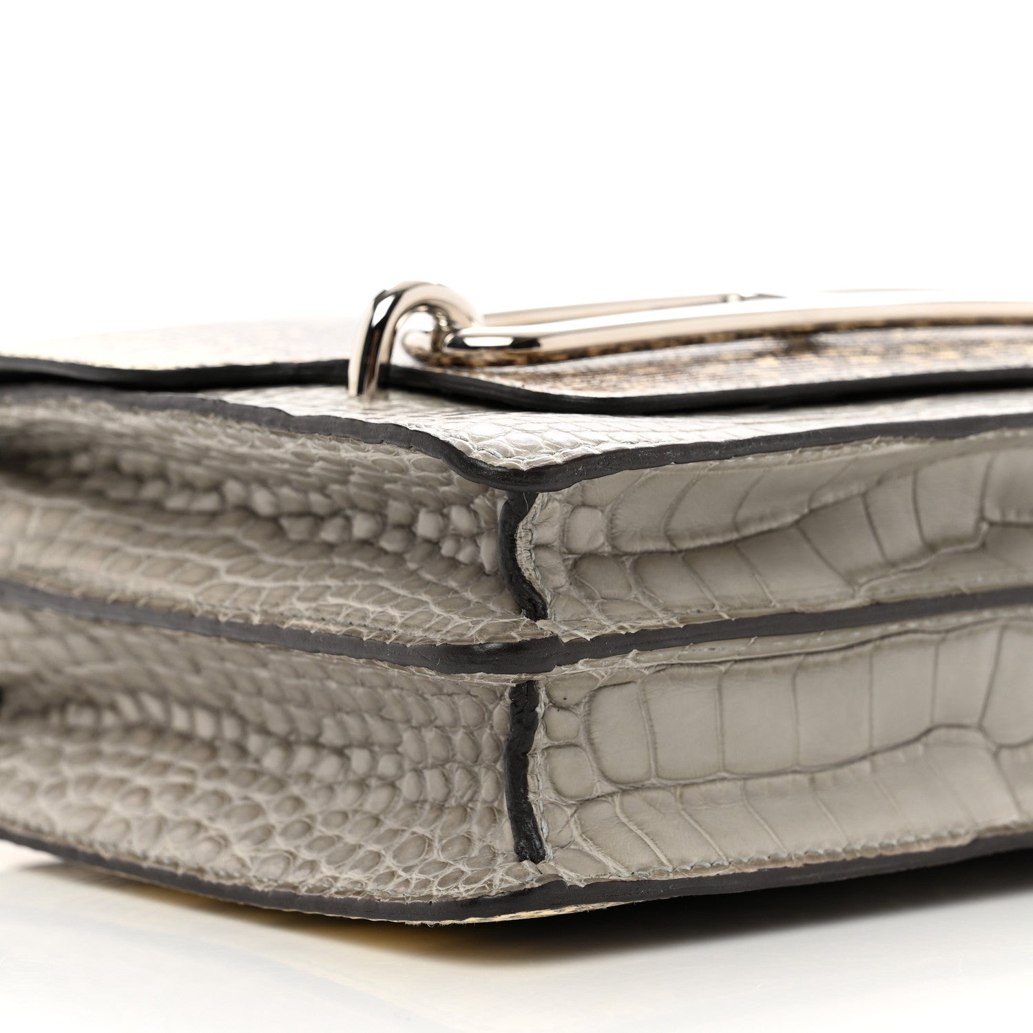 Hermes Matte Alligator Lizard Mini Sac Roulis Ombre Gris Perle 7 of 8