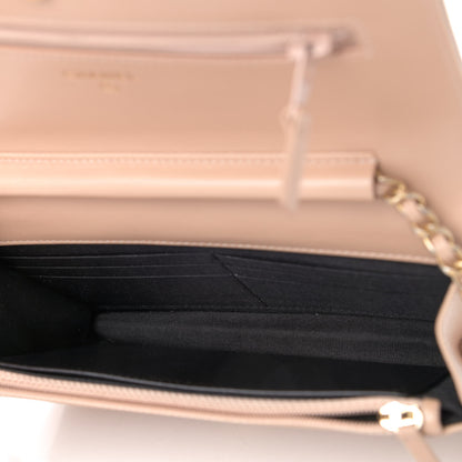 Chanel Caviar Quilted CC Filigree Wallet On Chain WOC Beige Black 4 of 4