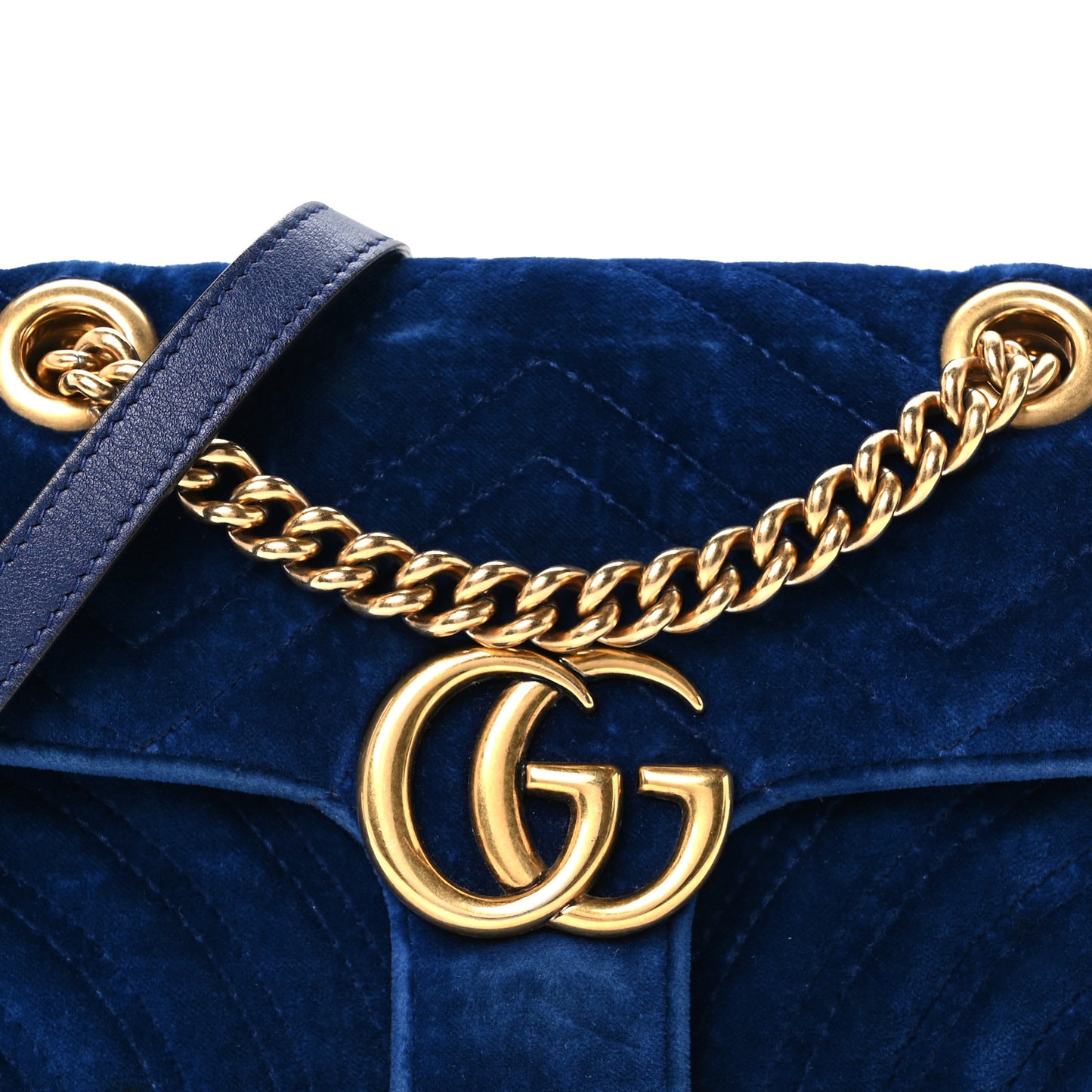 Velvet Matelasse Mini GG Marmont Shoulder Bag Cobalt Blue