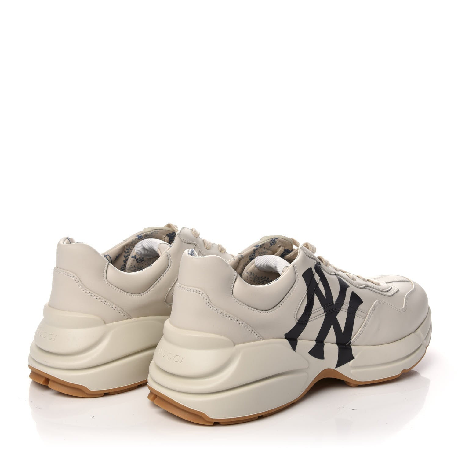 Gucci X MLB Calfskin NY Yankees Mens Rhyton Sneakers 9 Mystic White 4 of 7