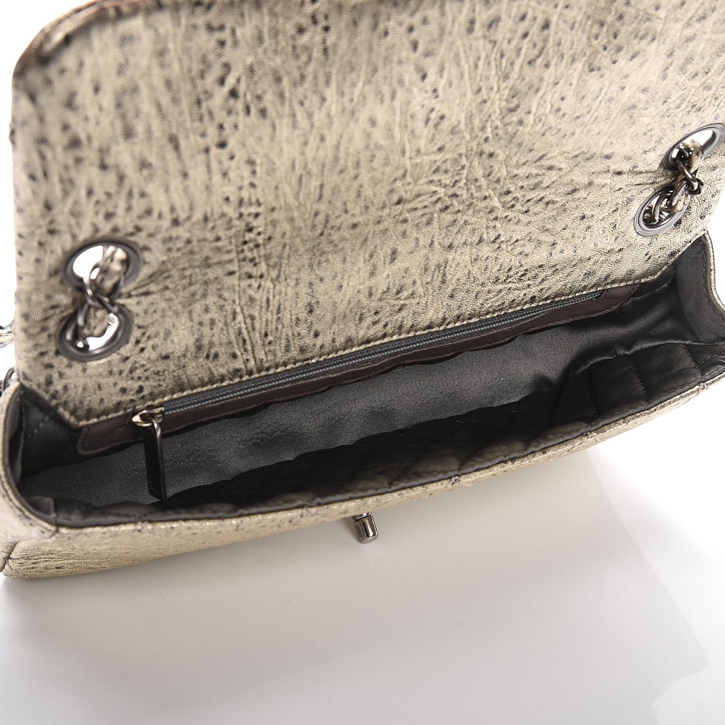 Distressed Metallic Lambskin Quilted Le Marais Ligne Flap Gold