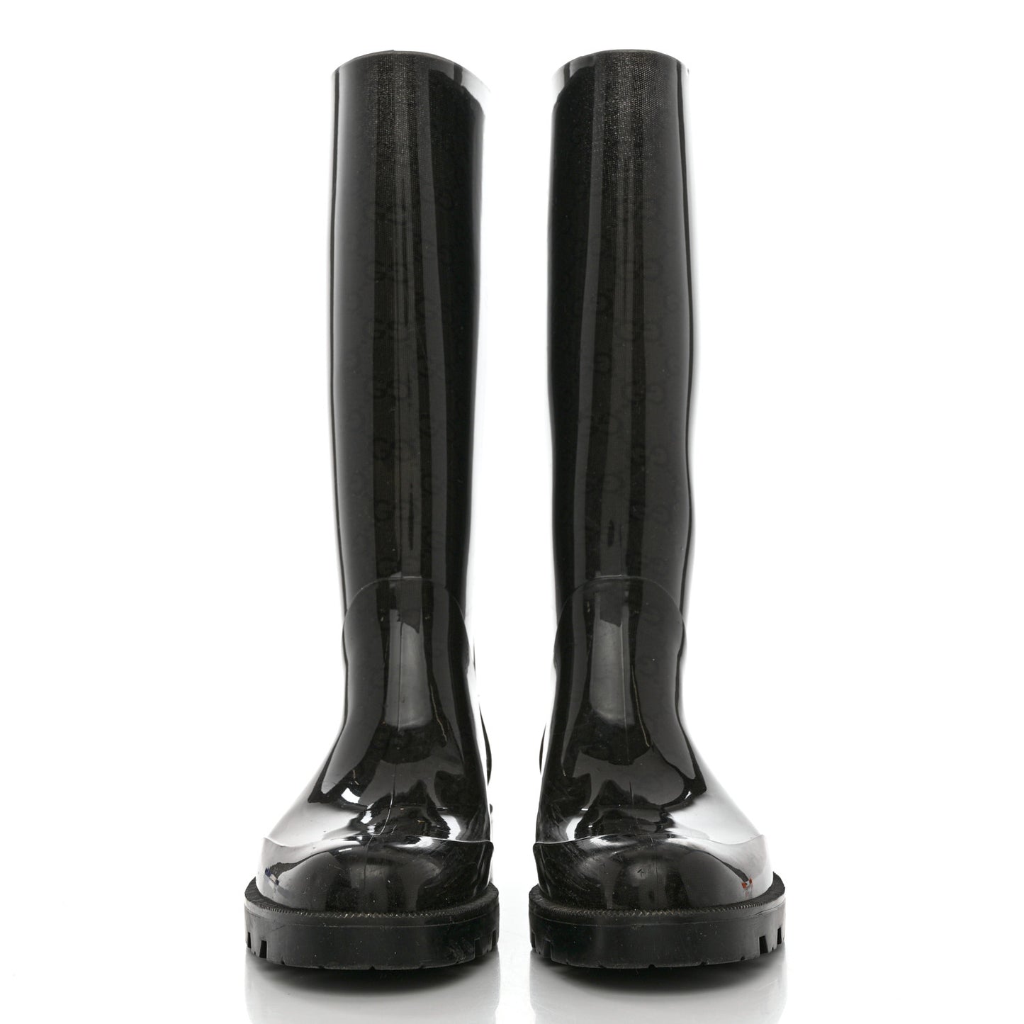 Rubber Monogram Rain Boots 36 Black