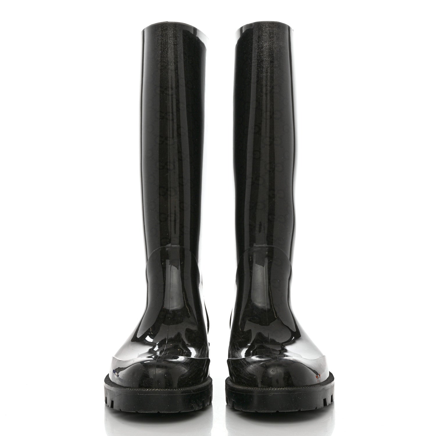 Gucci Rubber Monogram Rain Boots 36 Black 2 of 10