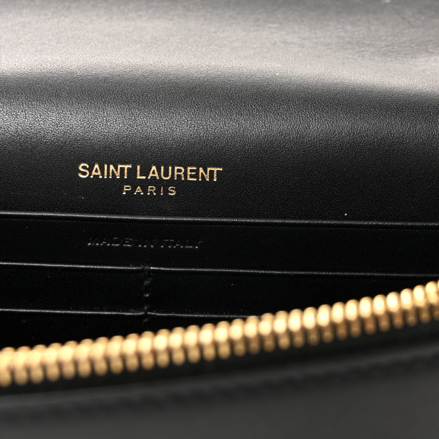Smooth Calfskin Classic Monogram Kate Tassel Chain Wallet Black