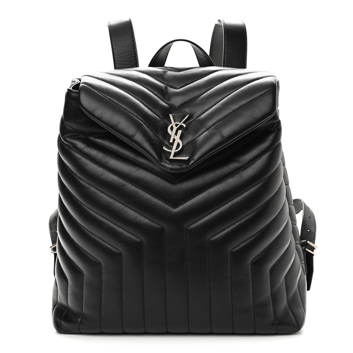 Saint Laurent Calfskin Y Quilted Monogram Medium Loulou Backpack Black 1 of 13